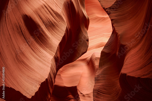 Sandstone cliff walls of a slot canyon in Lower Antelope Canyon near Page, Arizona, USA photo