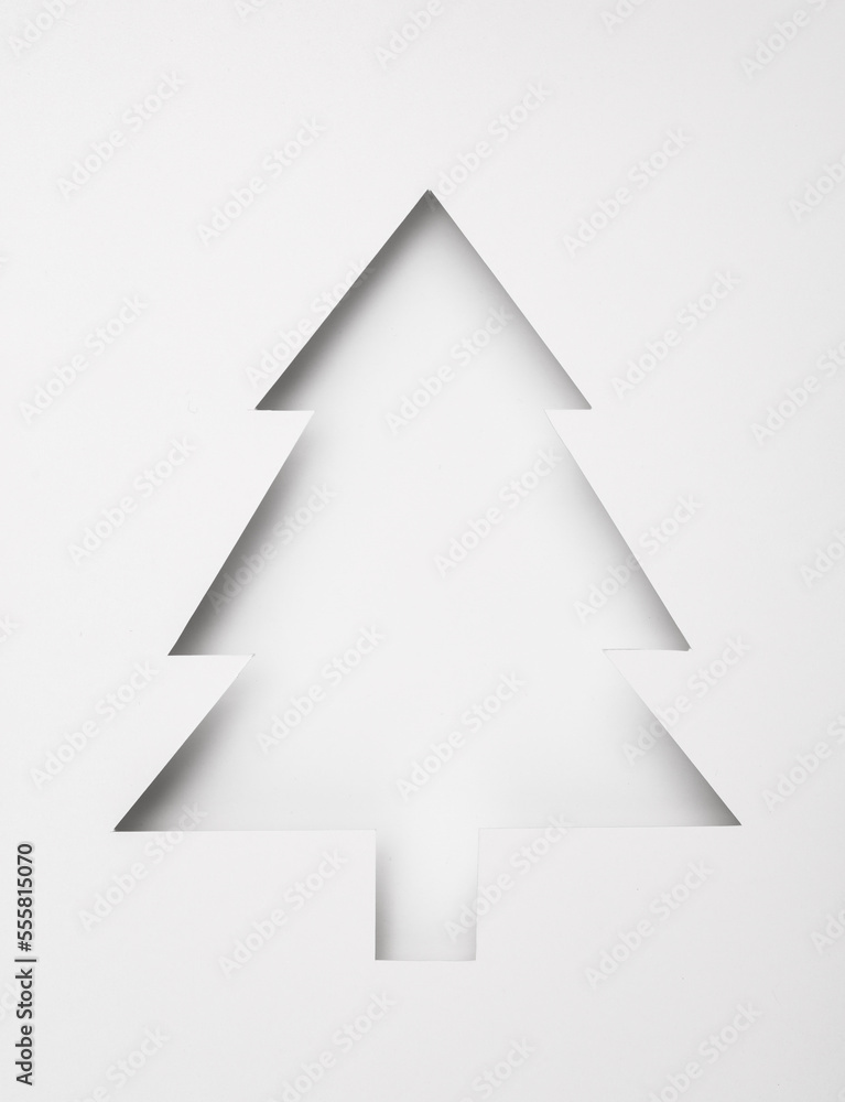 Cut paper in the shape of Christmas tree Cut paper in the shape of Christmas tree