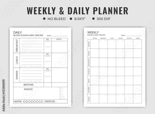 Weekly and daily planner logbook template