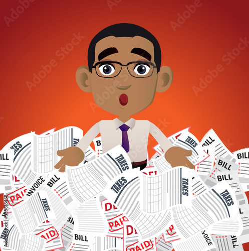 Business people stressed with a lot of bill