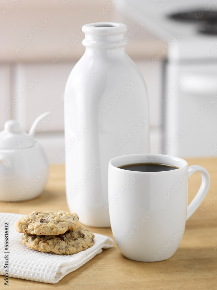 Coffee with Cream, Sugar and Cookies Coffee with Cream, Sugar and Cookies