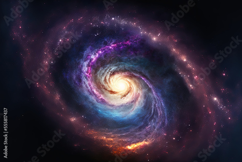 Raster illustration of the Milky Way and a nebula. Generative AI