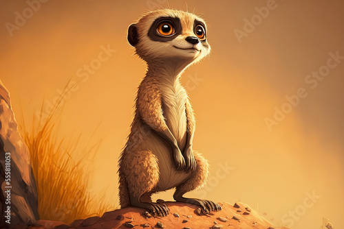 Wallpaper Mural Posing meerkat in a cartoon. Generative AI Torontodigital.ca