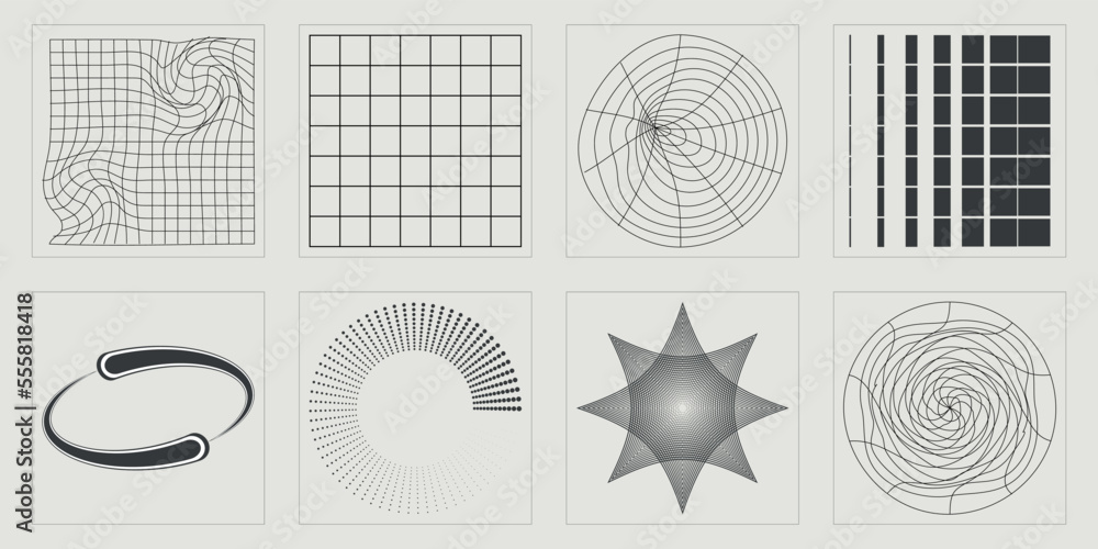 Fototapeta premium Collection of Y2K elements. Retro futuristic graphic ornaments. For modern T-shirts designed. Retro Futurist. Vector illustration