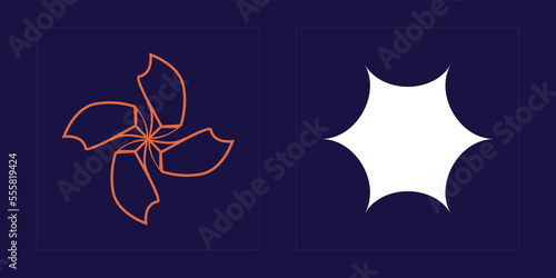 Set of Y2K style vectors of objects. Brutalism star and flower shapes. For modern T-shirts designed. Retro Futurist. Vector illustration