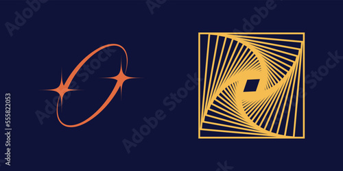 Collection of Y2K elements. Extraordinary Graphic Assets. Templates for notes, posters. Retro Futurist. Vector illustration