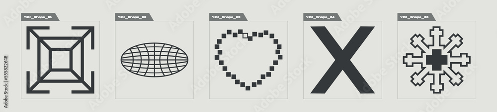 Brutalism shapes. Big collection of abstract graphic geometric symbols. Cyberpunk elements. Projects, posters, banners. Vector illustration Brutalism shapes. Big collection of abstract graphic geometric symbols. Cyberpunk elements. Projects, posters, banners. Vector illustration