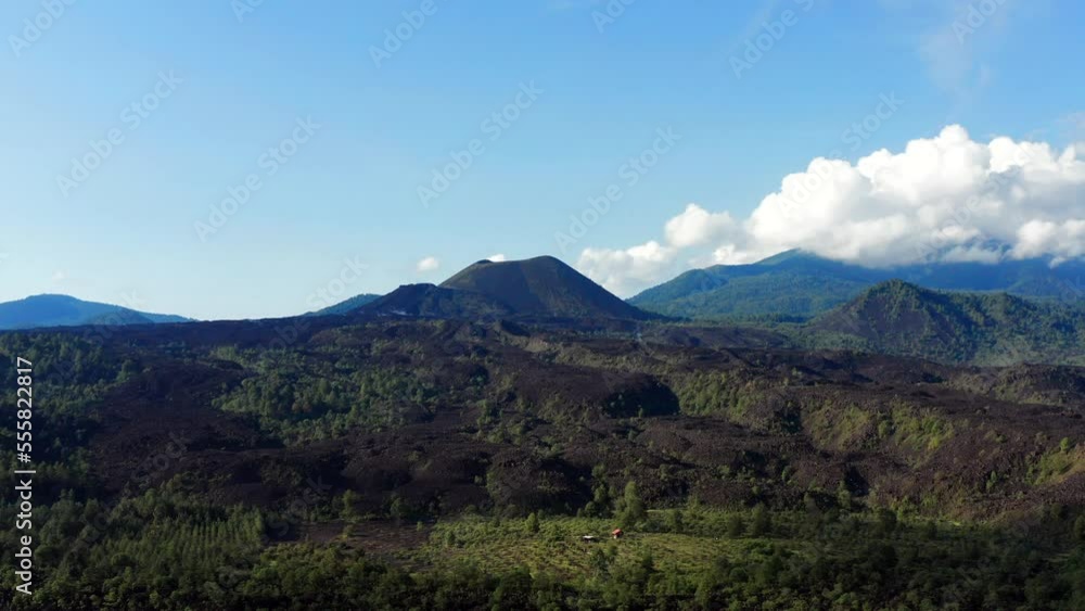 DRONE SHOT OF PARICUTIN VOLCANO AT NOON WITH CLOUDS DRONE SHOT OF PARICUTIN VOLCANO AT NOON WITH CLOUDS