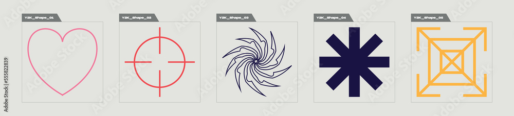 Collection of Y2K elements. Large set of retro objects for design. Flat minimalist icons. Anti-design. Vector illustration Collection of Y2K elements. Large set of retro objects for design. Flat minimalist icons. Anti-design. Vector illustration