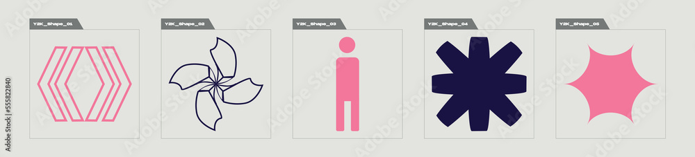 Vector set of Y2K. Extraordinary Graphic Assets. Flat minimalist icons. Futuristic. Vector illustration Vector set of Y2K. Extraordinary Graphic Assets. Flat minimalist icons. Futuristic. Vector illustration