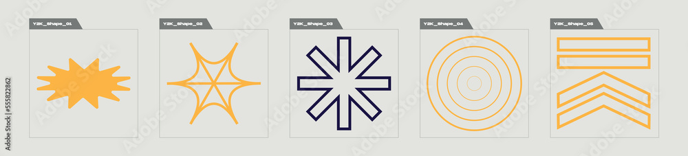 Set of Y2K style vectors of objects. Rave psychedelic retro futuristic set. Elements for graphic decoration. Retro Futurist. Vector illustration Set of Y2K style vectors of objects. Rave psychedelic retro futuristic set. Elements for graphic decoration. Retro Futurist. Vector illustration