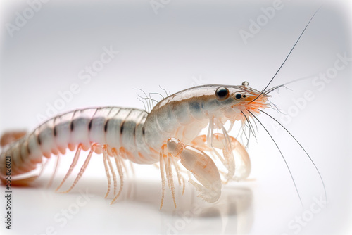 On a white background are shrimp. Generative AI