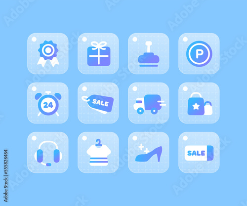 Blue gradation icon shopping 