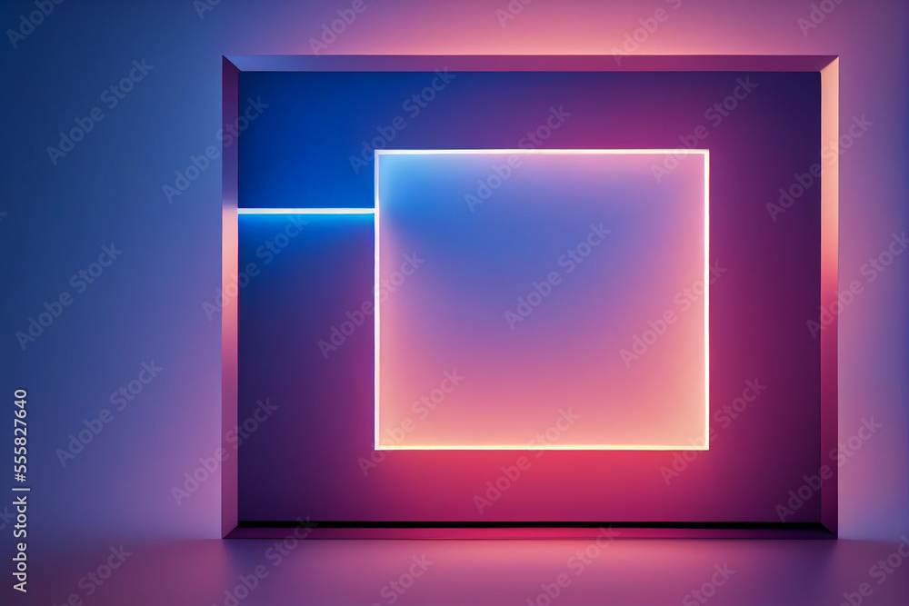 Square rectangle picture frame with two tone neon color motion graphic on isolated black background Square rectangle picture frame with two tone neon color motion graphic on isolated black background
