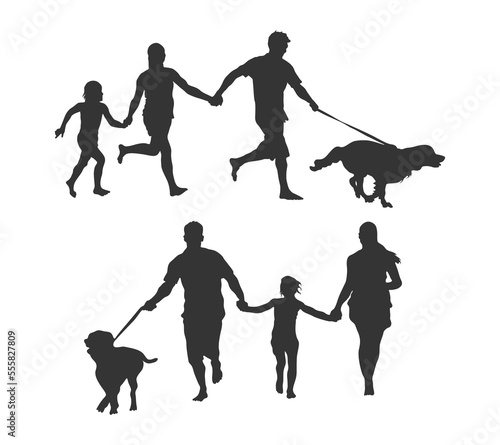 Family with dog silhouettes