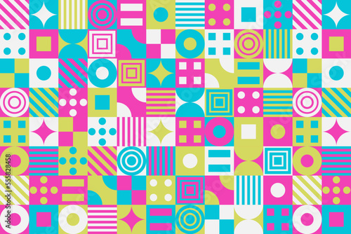 Colorful geometric shape mosaic pattern background