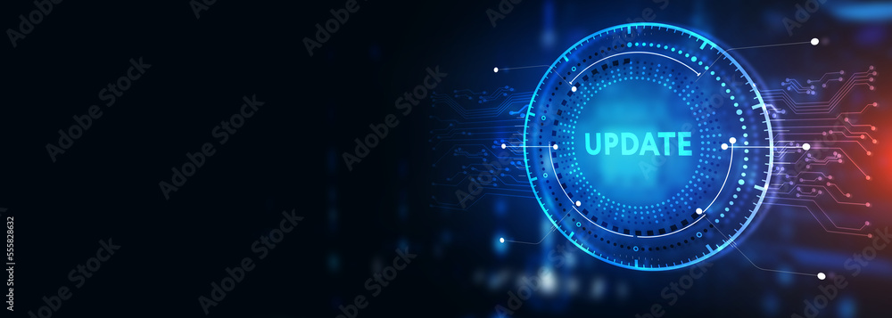 Business, Technology, Internet and network concept. Update software computer program upgrade. 3d illustration Business, Technology, Internet and network concept. Update software computer program upgrade. 3d illustration