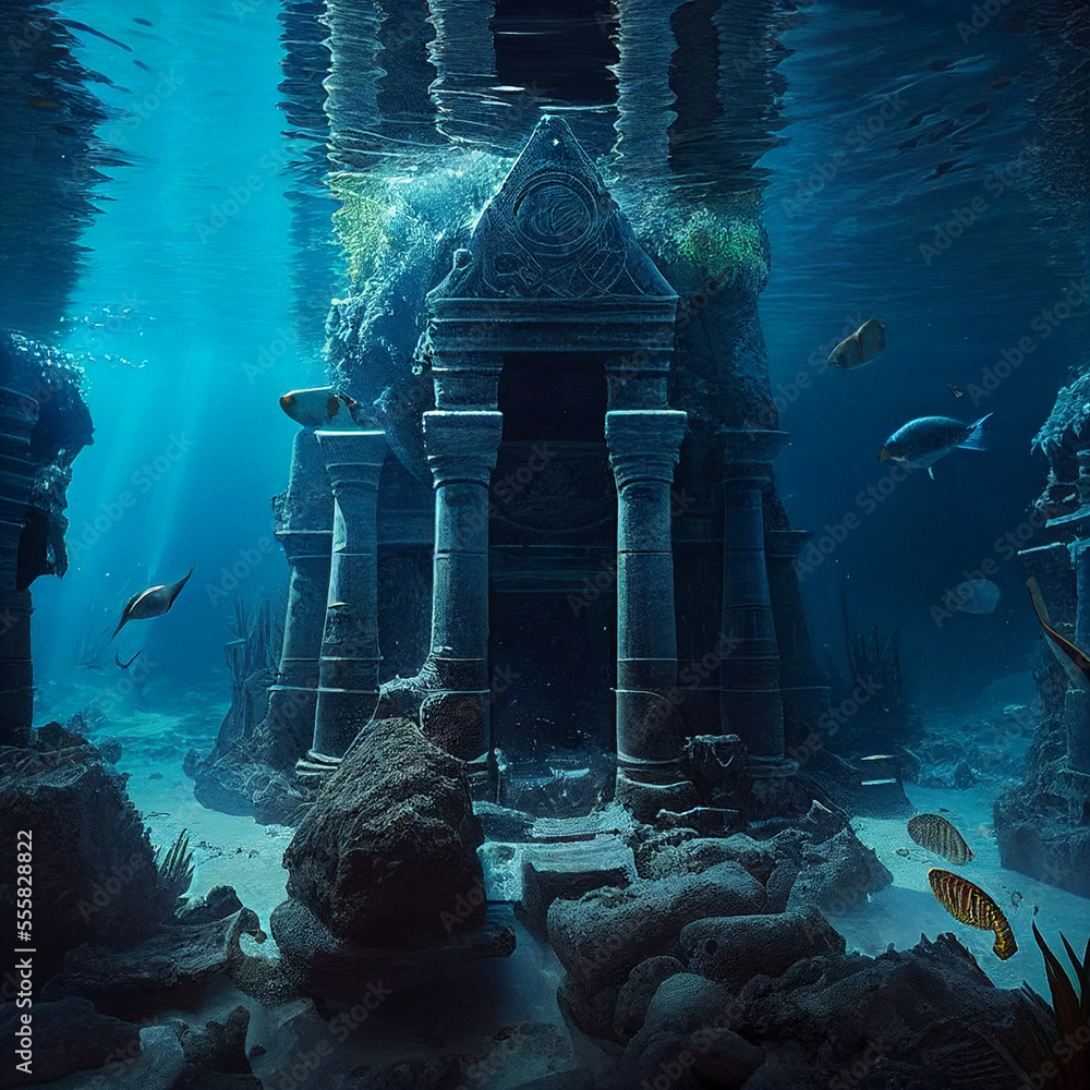 A portrait of a forgotten civilization at the bottom of a deep ocean created with generative ai technology