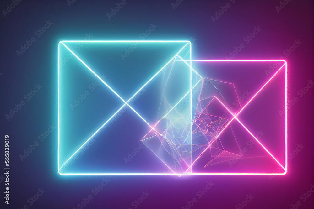 Square rectangle picture frame with two tone neon color motion graphic on isolated black background Square rectangle picture frame with two tone neon color motion graphic on isolated black background