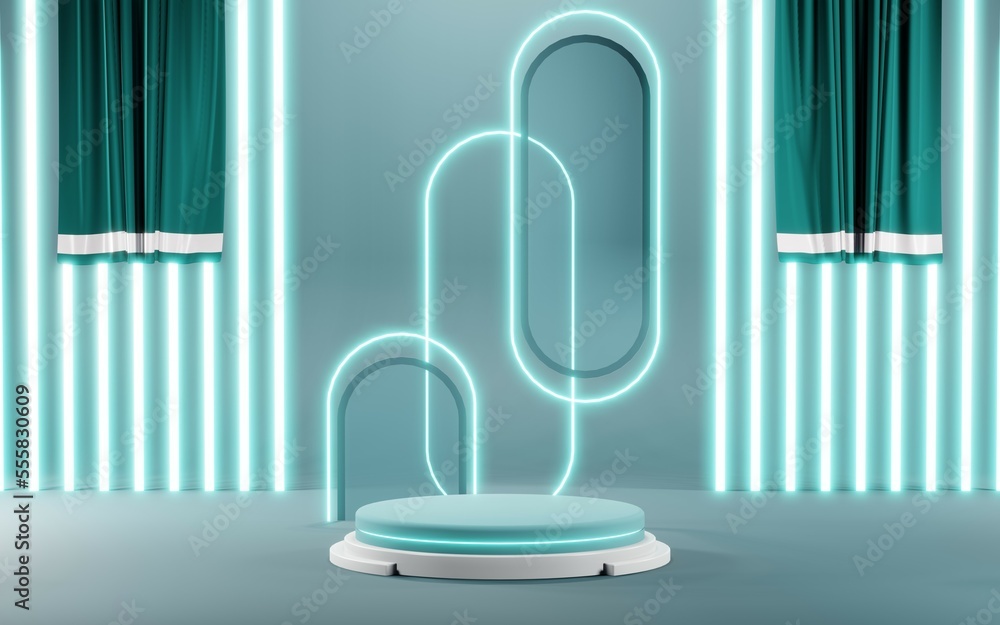 3D render of Podium background in blue tones for displaying cream products. cosmetics 3D render of Podium background in blue tones for displaying cream products. cosmetics