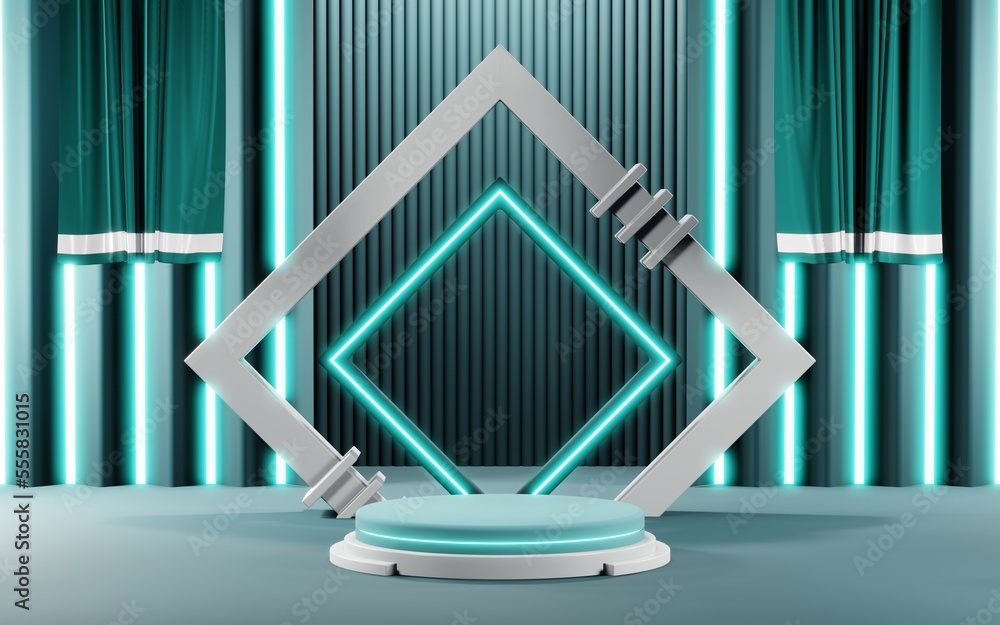 3D render of Podium background in blue tones for displaying cream products. cosmetics 3D render of Podium background in blue tones for displaying cream products. cosmetics