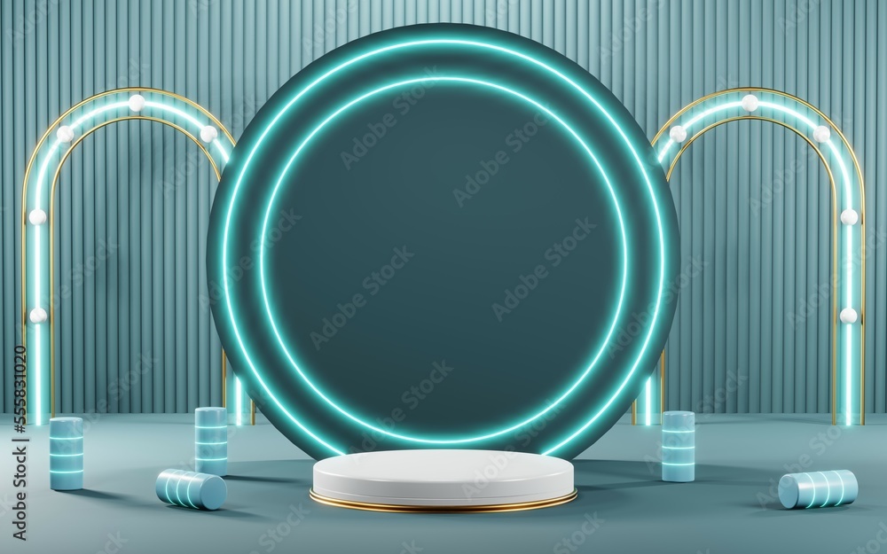 3D render of Podium background in blue tones for displaying cream products. cosmetics 3D render of Podium background in blue tones for displaying cream products. cosmetics