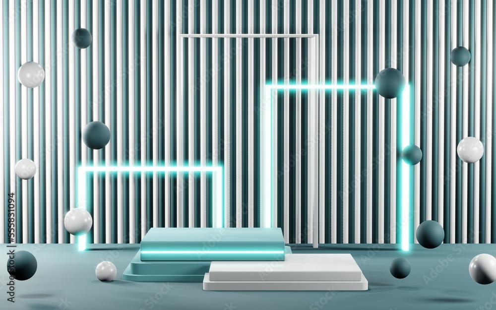 3D render of Podium background in blue tones for displaying cream products. cosmetics 3D render of Podium background in blue tones for displaying cream products. cosmetics