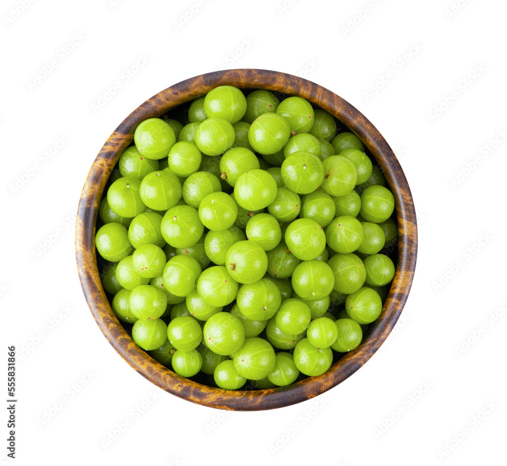 Indian gooseberry in wood bowl isolated on transparent png Indian gooseberry in wood bowl isolated on transparent png