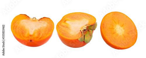 fresh slice ripe persimmons isolated on transparent png