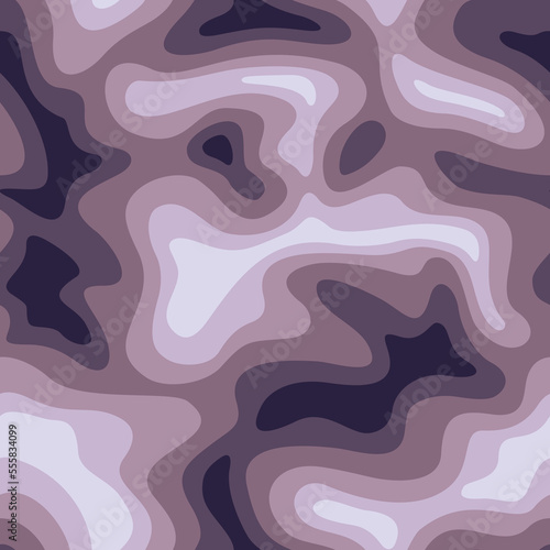 Curve wavy spot shapes texture seamless pattern. Abstract modern endless colorful camo texture. Vector background. 