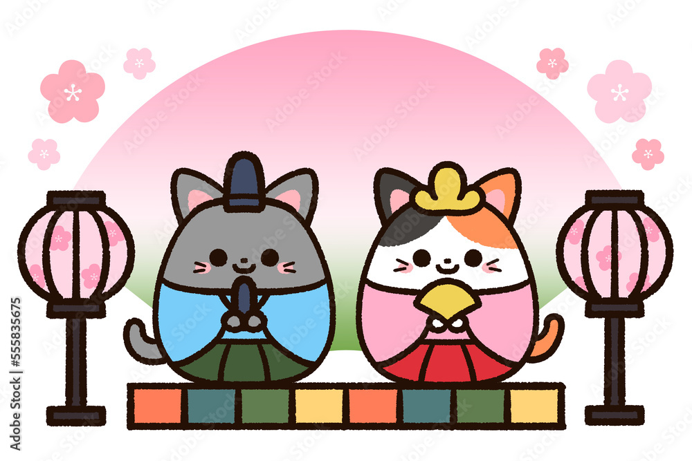 Fototapeta premium ひなまつりのかわいい猫