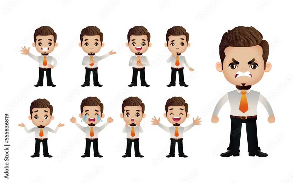 Cute Set - Set of business people with different emotion Cute Set - Set of business people with different emotion