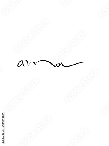 The word "amor" on a white background. Motivational and inspiring handwritten calligraphy. Tattoo design. Printable art.