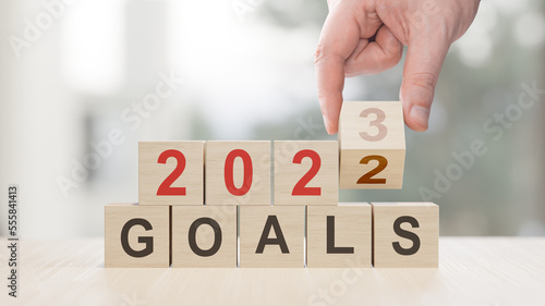 Happy New Year Background. Goals for 2023. 3D illustration
