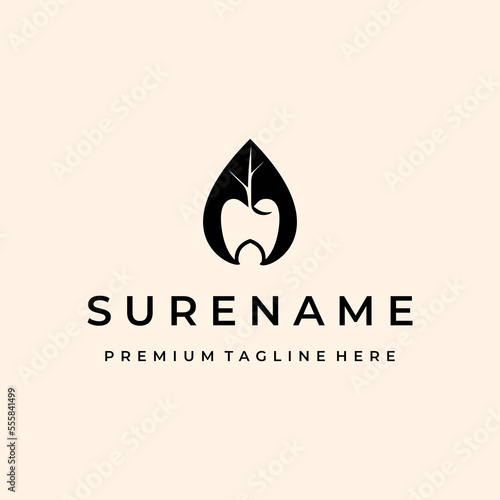 Dental leaf people health care dent logo design vector illustration custom logo design