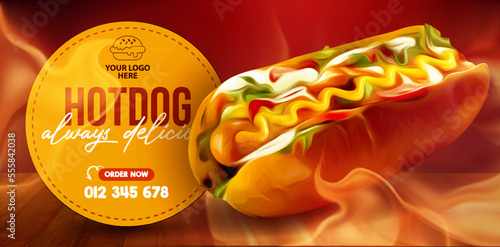Hot Dogs with Mustard, Ketchup, pickle relish and onions