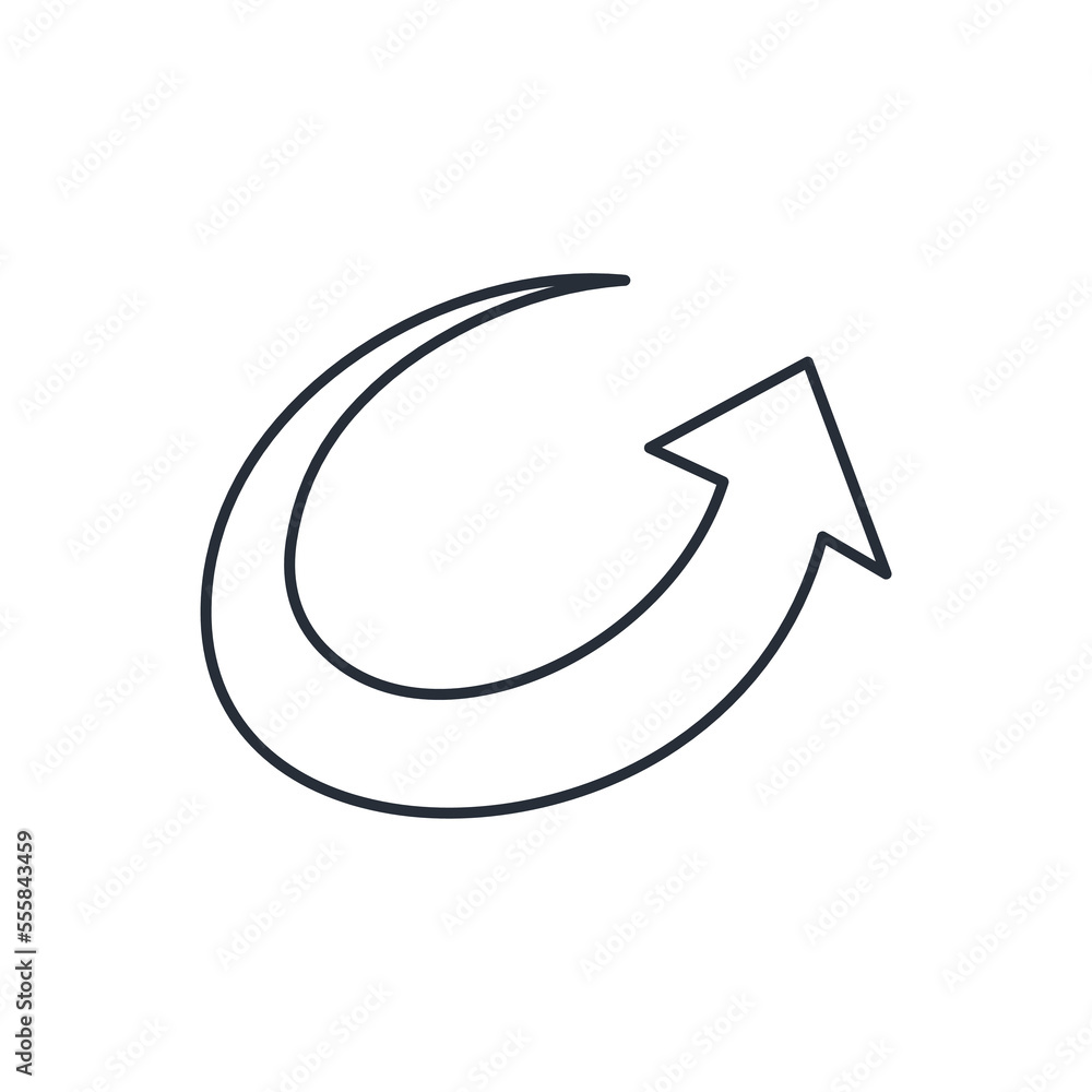 Turnover, rotation. Vector linear icon isolated on white background. Turnover, rotation. Vector linear icon isolated on white background.