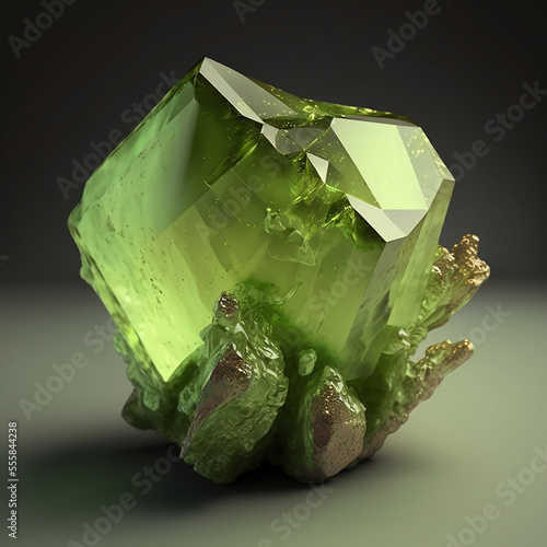 Peridot Crystal Pale Green Stone AI Generated photo