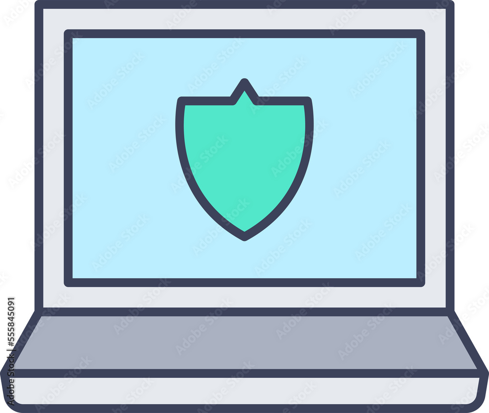 laptop computer and shield icon laptop computer and shield icon