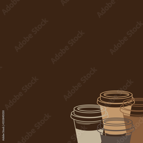 abstract creative background vector design in brown color and coffee cup for design template, social media story, coffee shop 