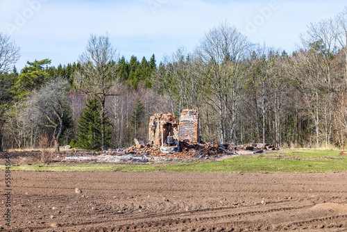 Wallpaper Mural Burned down house by the forest Torontodigital.ca