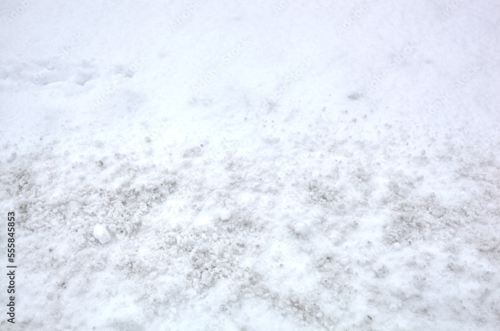 Winter snow in park. Snowy white texture. Snowflakes Winter snow in park. Snowy white texture. Snowflakes