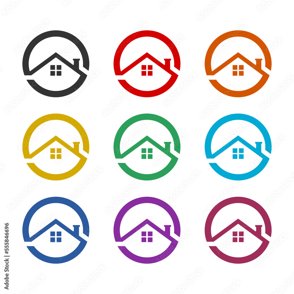 Real estate vector logo design icon isolated on white background. Set icons colorful Real estate vector logo design icon isolated on white background. Set icons colorful