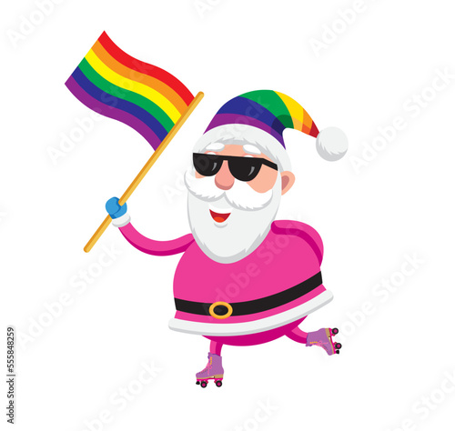 Cute cartoon style vector illustration of LGBT Santa Claus