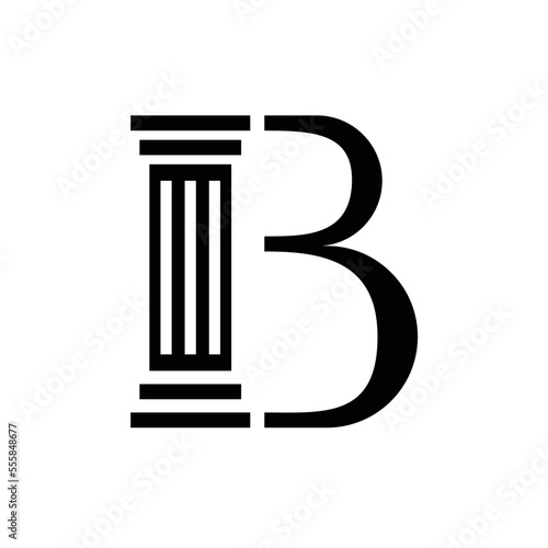 Letter B building greek pillar column architecture construction logo design