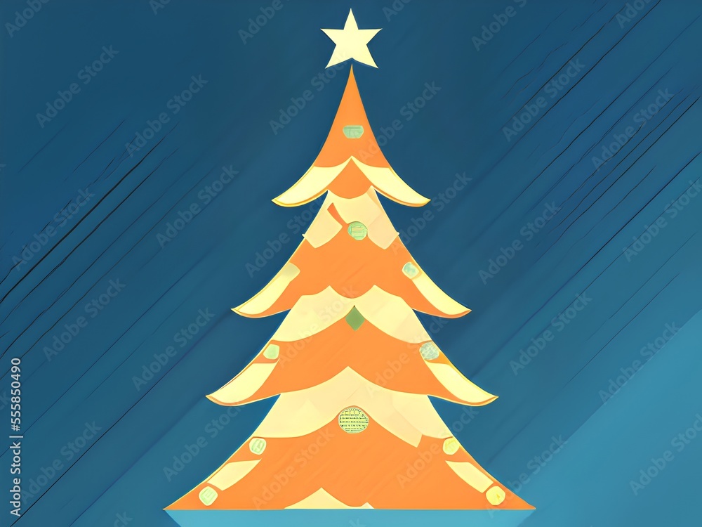 Obraz premium Generative AI,close-up of christmas tree against blue background