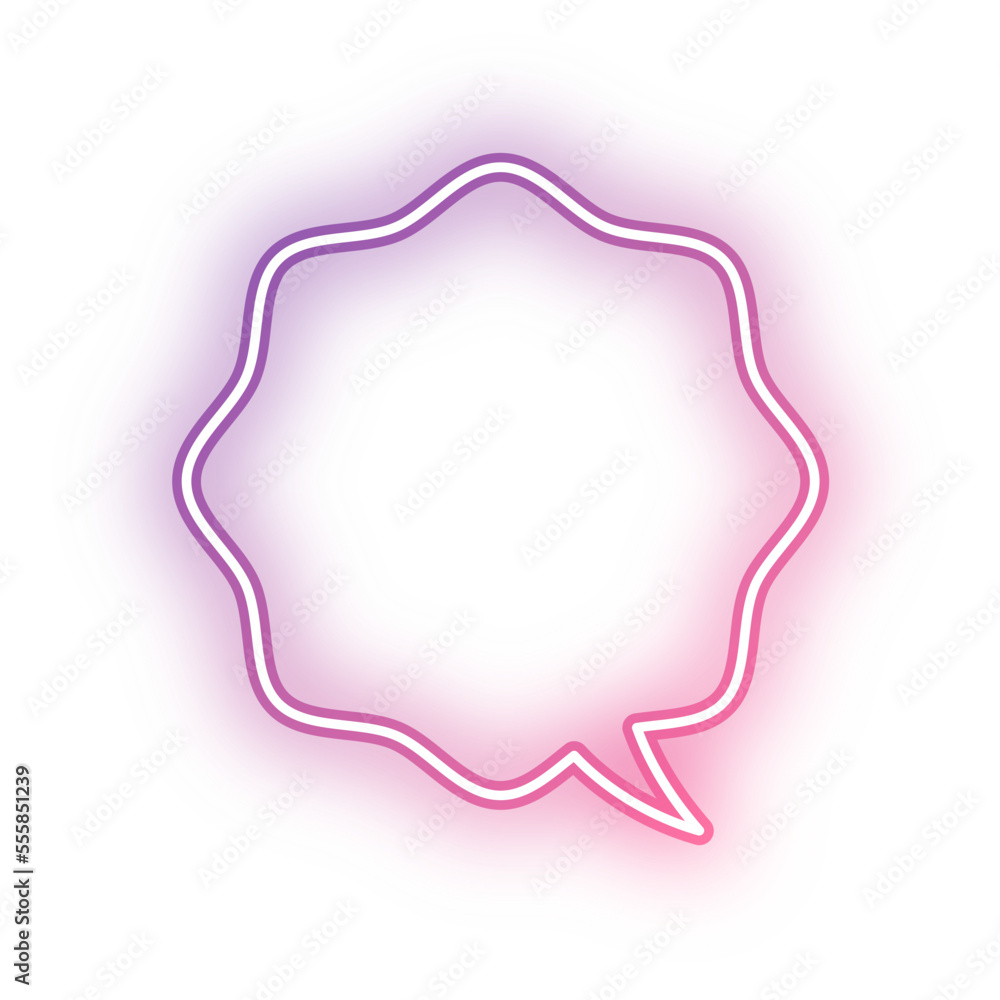 Neon speech bubble flower outline stroke Neon speech bubble flower outline stroke