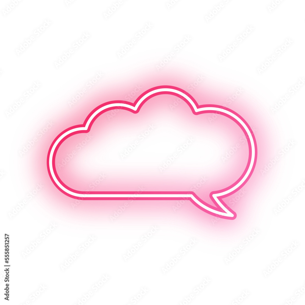 Neon speech bubble cloud outline stroke