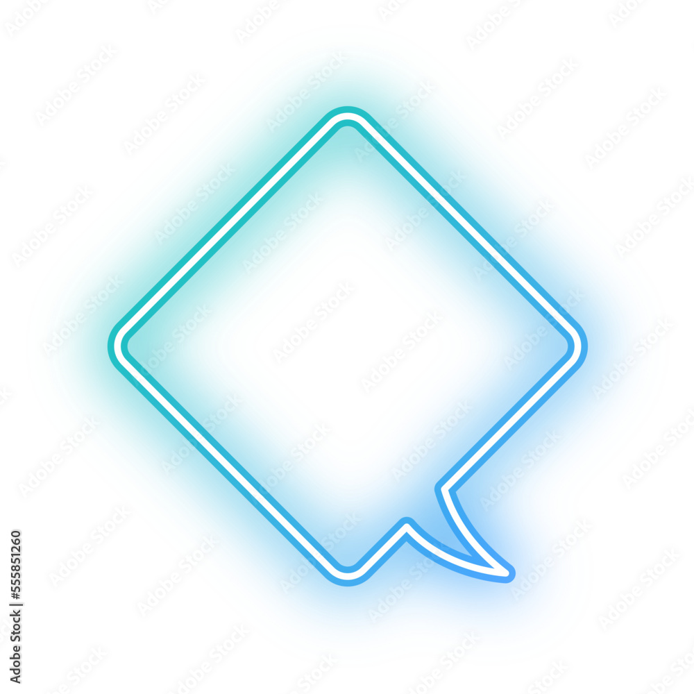 Neon speech bubble rhombus outline stroke Neon speech bubble rhombus outline stroke