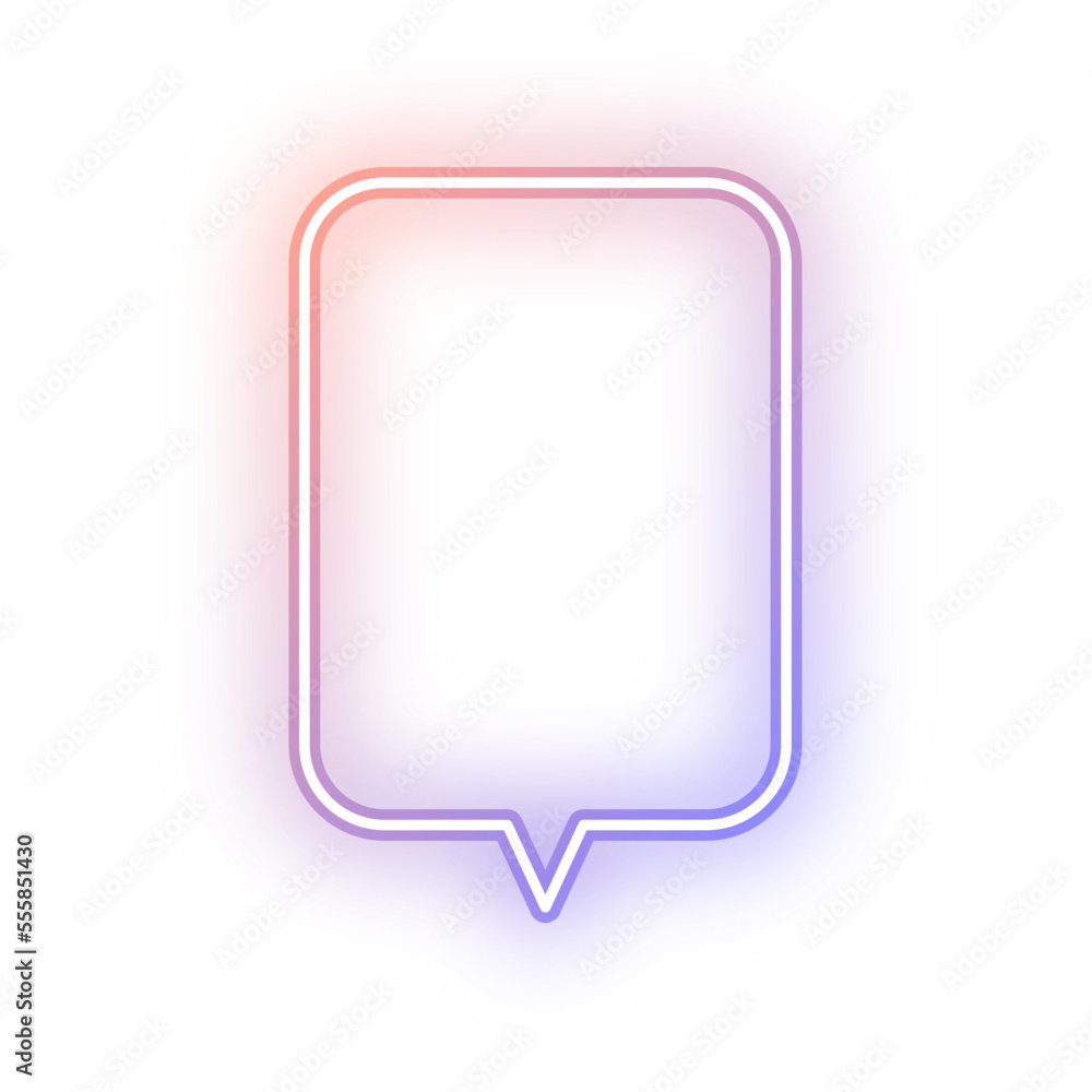 Neon speech bubble vertical rectangle outline stroke Neon speech bubble vertical rectangle outline stroke